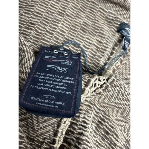 NWT Silver Jeans Brown Beige Lambswool Blend Open Front Knit Cardigan Sweater XL - Picture 8 of 10